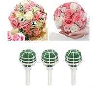 Foam Bouquet Holder 18cm Green Floral Cage for Wedding Bridal Bouquets Handheld Flower Base 3 Pack