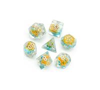 Foam Brain Games Yellow Flower with Blue Skull RPG Dice Set