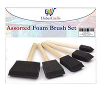 Foam Brush Foam Brushes Paint Sponges Paint Pads Sponge Brush Sponge Paint Brushes for Acrylics Painting Decorating Varnish Staining Wooden Handles 5 Mixed Set (5 Assorted Size Foam Brushes - 1 Pack)