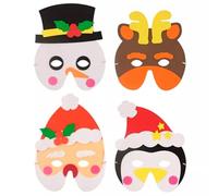 Foam Christmas Face Masks Holiday Dress Up - Snowman, Reindeer, Santa & Penguin Designs Xmas Parties & Festive Play