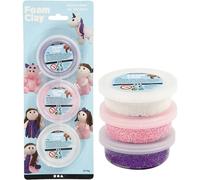 Foam Clay® sets, white, purple, pink, metallic and glitter, 3x14g