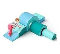 Foam Climbing Blocks for Toddlers, 5-Piece Foam Blocks with Tunnel, Double the Fun, Educational Exercises, for Indoor and Outdoor Kindergarten (5p-light blue)