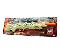 Foam Dart Blaster with Removable Scope, 15m Range, Hidden Dart Storage, Tan and Orange