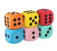 Foam Dice Set, 3.14 Inch Large Assorted Colorful Foam Dice Cubes with Number Dots, Playing Square Blocks Use for Gift Games Math Teaching Party Supplies - Bulk Pack of 6