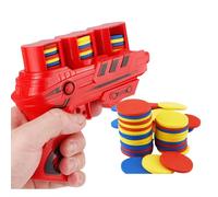 Foam Disc Launcher, Continuous Shooting Flying Disc Launcher, Disk Shooter Toy, with 25 Flying Disks, for Fun, Party Favors and Outdoor Toys Kids Ages 8-12 (Red)