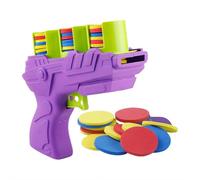 Foam Disc Launcher, Continuous Shooting Flying Disc Launcher, Disk Shooter Toy, with 25 Flying Disks, for Fun, Party Favors and Outdoor Toys Kids Ages 8-12 (Purple)