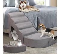Foam Dog Stairs & Steps Ramps for High Beds 25-30 inches High Tall, LitaiL 6 Step Pet Stairs/Steps for High Beds 30 inch Large Dogs, Non-Slip Dog Ramps for Small Dogs, for Older Dogs/Cats