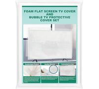 Foam Flat Screen TV Cover and Bubble TV Protective Cover for 55 inch and Below, 50''W x 30''H Anti-scratch Tear-proof TV Display Screen Protectors Cover for House Moving,Home Renovation,or Storing