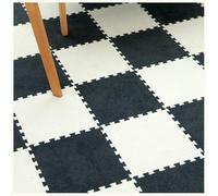 Foam Floor Tiles, Interlocking Carpet Tiles with Border Pack of 10 Multicolor 30x30x(0.6-1) cm(Black+White,0.6cm)