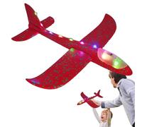 Foam Glider Plane - 48cm LED Light Up Throwing Airplane Toy | 2 Mode Glider Aircraft for Kids | Outdoor Flying Toys, Birthday Party Favors for Boys Girls Ages 3-12, Durable Foam, Glow in Da