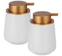 Foam Hand Soap Dispenser,2 Pack White Ceramic Foaming Soap Dispensers for Bathroom,Refillable Countertop Liquid Lotion Dispenser with Pressing Foaming Pump