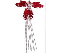 Foam hummingbird pendant designed for Christmas decoration featuring detailed feathers and natural stance, suitable for hanging on trees or wreaths during holidays (Wine Red 39cm)