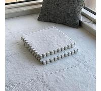 Foam Interlocking Carpet Mat Plush Puzzle Floor Tiles 0.4in Thickened Foam Square Area Rug Playmat(White,60x60cm)
