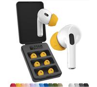 Foam Masters Ultra-Premium Memory Foam Ear Tips for AirPods Pro 1st & 2nd Gen | 3 Pairs | New Ver. | Secure Fit | Super Comfort | Better Noise Cancel | Replacement Buds (Assorted S/M/L, Orange)