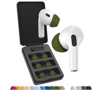 Foam Masters Ultra-Premium Memory Foam Ear Tips for AirPods Pro 1st & 2nd Gen | 3 Pairs | New Ver. | Secure Fit | Super Comfort | Better Noise Cancel | Replacement Buds (Small, OD Green)