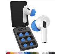 Foam Masters Ultra-Premium Memory Foam Ear Tips for AirPods Pro 1st & 2nd Gen | 3 Pairs | New Ver. | Secure Fit | Super Comfort | Better Noise Cancel | Replacement Buds (Assorted S/M/L, Supercar Blue)