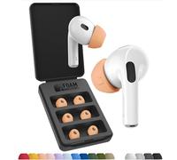 Foam Masters Ultra-Premium Memory Foam Ear Tips for AirPods Pro 1st & 2nd Gen | 3 Pairs | Newest Ver. | Secure Fit | Super Comfort | Better Noise Cancel | Replacement Buds (Assorted S/M/L, Peach)
