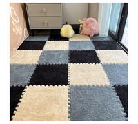 Foam Mat Thickened Plush Floor Mat Foam Tiles 12X12In Interlocking Anti-Slip Puzzle Area Square Rug Playmat Cuttable Spliced Crawling Cushion(Apricot+Gray+Black,4 pcs)