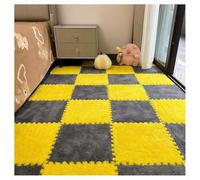 Foam Mat Thickened Plush Floor Mat Foam Tiles Interlocking Anti-Slip Puzzle Area Square Rug Playmat Cuttable Spliced Crawling Cushion(Yellow+Gray,12 pcs)