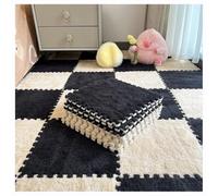 Foam Mat Thickened Plush Floor Mat Foam Tiles Interlocking Anti-Slip Puzzle Area Square Rug Playmat Cuttable Spliced Crawling Cushion(Black+Apricot,10 pcs)