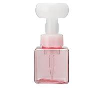 Foam Mousses Pump Bottle Travel Refillable Flower Shape Foaming Soap Dispenser Bottle 250ml (Square Transparent Pink Flower Bubble Bottle)