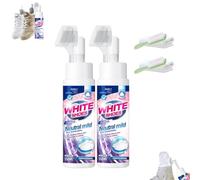 Foam No-Rinse Cleaner - Instantly Brightens & Whitens Shoes,Portable Water Free Dry Cleaning Agent for Shoes,Water-Free FoamSneaker Cleaner,Shoe Cleaning Kit for White Shoes,for Suede,Boot,Canvas (2)