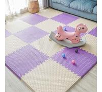 Foam Play Mat 16 PCS Large Safe Soft EVA Foam Interlocking Floor Matting, 1.2 Thick 30x30cm Floor Mats Play Tiles for Children Gym(Beige/Purple)