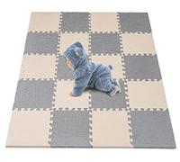 Foam Play Mat 30x30cm Floor EVA Foam Mat Thick Soft Floor Interlocking Puzzle Exercise Mat Interlocking Puzzles Play Mats (Gray + Off-White, 20pcs)