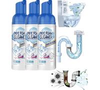 Foam Powerful Sink and Drain Cleaner Foam, foam drain cleaner, Drain Pipe Foam Cleaner, Liquid Hair Drain Clog Remover, Foaming Cleaner for Kitchen Sinks (3pcs)