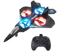 Foam RC Plane Drone for Kids, Remote Control Airplane Fighter Jet with LED Light, Auto Hover, 360°Flip, 2 Batteries(16 Mins Flight), Easy to Fly for Beginners