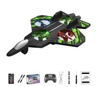 Foam Remote Control Fighter Jet Airplane, Enhanced Foam Rc plane Drone with 360° Flips & LED Lights, Auto Hover, 2.4GHz Durable Drop-Resistant Jet Drone for Kids & Adults (1 Battery,Green)