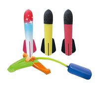 Foam Rocket Launcher - Fun Outdoor High Flying with Foot Pump, Pedal Catapult Toy, Bright Color Game Design, Air Pressure System + Soft Foam Rockets, Frame
