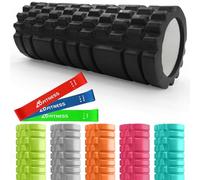 Foam Roller Black with 3 Resistance Level Bands - Lightweight Foam Rollers for Muscles Provides Relief from Pain Fatigue Improves Tissue Recovery - Massage Roller for Gym, Yoga Pilates