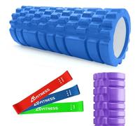 Foam Roller Blue with 3 Resistance Level Bands - Lightweight Foam Rollers for Muscles Provides Relief from Pain Fatigue Improves Tissue Recovery - Massage Roller for Gym, Yoga Pilates