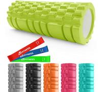Foam Roller Green with 3 Resistance Level Bands - Lightweight Foam Rollers for Muscles Provides Relief from Pain Fatigue Improves Tissue Recovery - Massage Roller for Gym, Yoga Pilates
