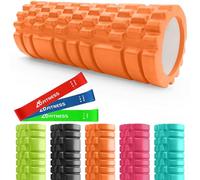 Foam Roller Orange with 3 Resistance Level Bands - Lightweight Foam Rollers for Muscles Provides Relief from Pain Fatigue Improves Tissue Recovery - Massage Roller for Gym, Yoga Pilates