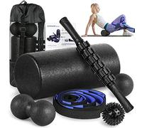 Foam Roller Set - High Density Back Roller, Muscle Roller Stick | Foot Fasciitis Ball, Stretching Strap, Massager Ball for Whole Body Physical Therapy & Exercise, Back Pain, Leg, Deep Tissue