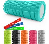 Foam Roller Teal with 3 Resistance Level Bands - Lightweight Foam Rollers for Muscles Provides Relief from Pain Fatigue Improves Tissue Recovery - Massage Roller for Gym, Yoga Pilates