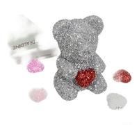 Foam Rose Bear, 20cm Glitter Plush Toy, Sparkling Decor, Lightweight Lasting Design, Luxury Home Wedding Party(J)