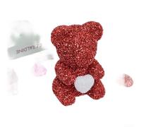 Foam Rose Bear, 20cm Glitter Plush Toy, Sparkling Decor, Lightweight Lasting Design, Luxury Home Wedding Party(E)