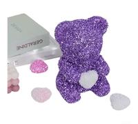 Foam Rose Bear, 20cm Glitter Plush Toy, Sparkling Decor, Lightweight Lasting Design, Luxury Home Wedding Party(K)