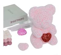 Foam Rose Bear, 20cm Glitter Plush Toy, Sparkling Decor, Lightweight Lasting Design, Luxury Home Wedding Party(B)