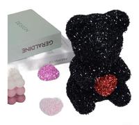 Foam Rose Bear Plush Toy 20cm with Glitter Design Suitable for Valentine, Birthday, and For Qixi Festival Events (C)