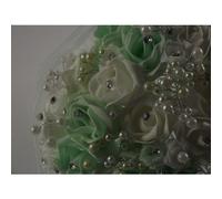 Foam Rose Bud, Diamante and Pearl Bridal Bouquet Artificial Wedding Flowers (Green)