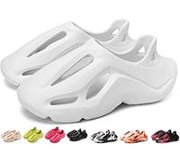 Foam Runner Shoes for Men Women, Breathable Lightweight Slides Slippers, Non-Slip Quick-Drying Super Soft, Casual Hollow Sports Shoes, Outdoor Walking Sneakers, Beach Sandals White