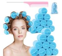 Foam Sponge Hair Roller Soft Sleeping rollers Curvy Wavy Hairstyle Curling Styling Tools 24 Pieces Use For Long Hair Short Ladies And Children 2"X2.75"(Blue)