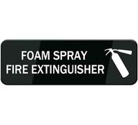 Foam Spray Fire Extinguisher Acrylic Sign 10x3 Inch Black White Rounded Corner Durable Plate Double Sided Tape For Fire Safety Wall Marker