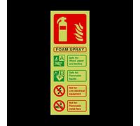 Foam Spray Fire Extinguisher Guide Photoluminescent Plastic Sign with 4 Pre-Drilled Holes - Emergency/Fire Exit/Extinguisher (FE29)