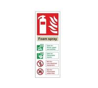 Foam Spray Fire Extinguisher Identification Sign 80mm x 200mm - Rigid Plastic