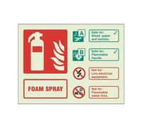 Foam Spray Fire Extinguisher Sign (Landscape) - 100mm x 150mm - FireShield (Photoluminescent)